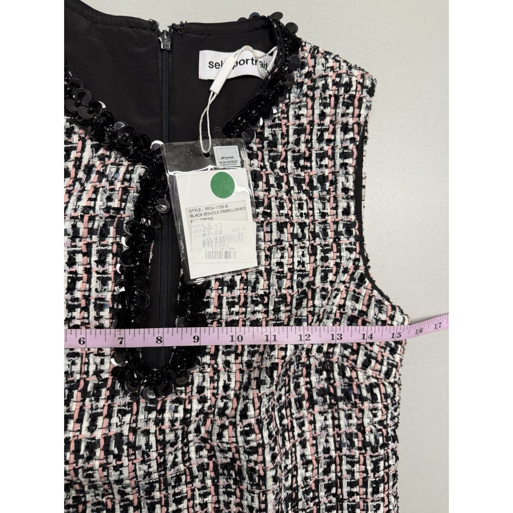 Self-Portrait Paillette Embellished Bouclé Tweed Mini Dress.Multicolor.Sz 4.NWT - Picture 5 of 15